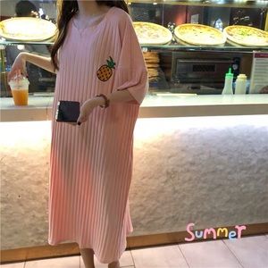 Cute pineapple Midi Dress peachy pink color